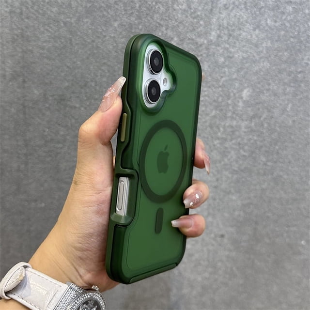 Magnetic Neon Color Matte Translucent Armor Shockproof Case For iPhone 16 13 12 14 15 Pro Max For Magsafe Wireless Charge Cover Green For iphone 12Pro