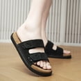 thumbnail image 2 of Leozcaa Mens Sandals Arch Support Slides with Adjustable Buckle Straps Cork Rubber Sole Casual Slippers, 2 of 9