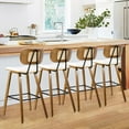 thumbnail image 4 of Foreate 26" Counter Height Bar Stools, Set of 2 with Rattan Mid-Back, Modern Wooden StoolBoucle Fabric Upholstered Bar Chair Mid Century for Kitchen Island Dining Room Office, 4 of 11