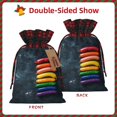 thumbnail image 2 of Rocae Rainbow Sausages On Dark Slate Print Christmas Drawstring Linen Gift Bag with Drawstrings Treat Bag Goody Present Bags for Christmas Party Favor, 2 of 8