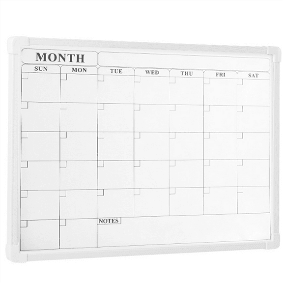 Monthly Whiteboard Calendar for Wall, Small 16In X 12In Dry Erase Board with Plastic Frame, Hanging Dry Erase Calendar,1 * whiteboard 4 * magnetic 1 * eraser 3 * pens,White
