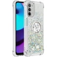 thumbnail image 6 of Glitter Case for Moto G 5G 2022, Bling Sparkle Floating Liquid Soft TPU Cushion Fashion Girly Women Girls Clear with Ring Holder Phone Cover for Motorola Moto G 5G 2022（Not 2021）  Silver, 6 of 12