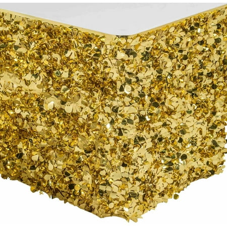 Metallic Floral Sheeting Table Skirt, Gold
