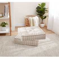 Sweet Home Collection 20" x 20" Polyester Tufted Square Meditation Yoga Floor Pillow Ivory 2 Pack