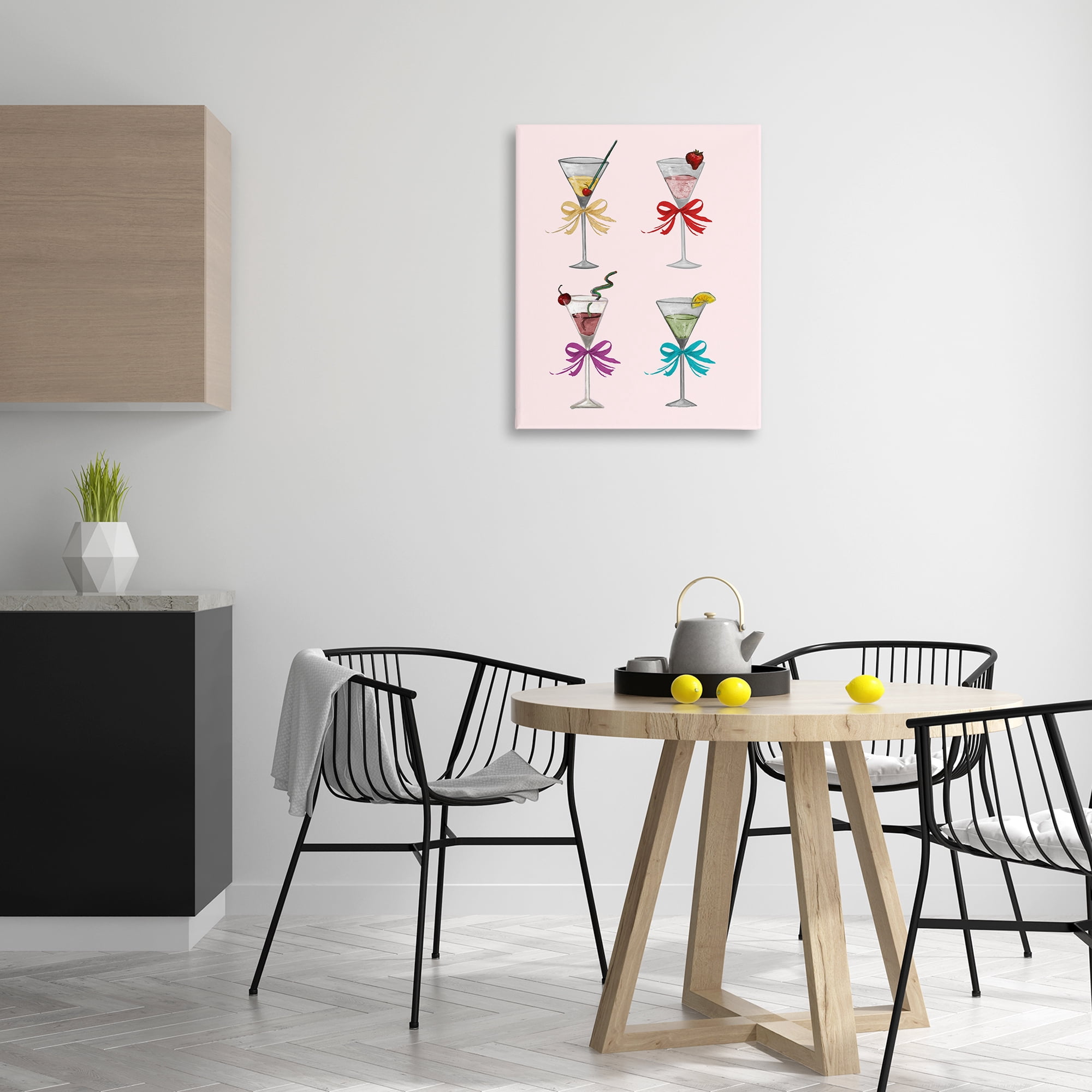 Stupell Industries Cute Ribbon Cocktails Food & Beverage Painting Wrapped Canvas Art Print Wall Art, 24 x 30