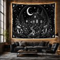 thumbnail image 6 of Black and White Crescent Moon Cottage in Enchanted Forest, Mystical Gothic for Fantasy Lovers, Monochrome Fairy Tale Art, Halloween Gift Tapestry Wall Hanging for Bedroom and Living Room, 6 of 7