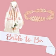 Rose Gold Bachelorette Celebration Set with Bride to Be Sash, Veil, and Headband for Unforgettable Wedding Shower and Bridal Shower Festivities