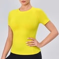 thumbnail image 4 of FRSASU Womens Short Sleeve Tunic Tops Round Neck Shirts Casual Slim Fit Gym Yoga Shirts Trendy Workout Outfits Yellow, 4 of 5