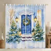 jejeloiu Chic Christmas Tree Black Out Curtains,Marry Xmas Curtains Pack of 2 (42x63 Each),Happy New Year Bedroom Curtains For Girls Boys,Microfiber Bedroom Decor