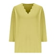 thumbnail image 5 of Crunowin Dressy Top for Women, V-neck Quarter Sleeve Casual Blouse Top Spring Fall Solid Pullover Yellow M, 5 of 6
