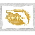 thumbnail image 1 of Florida Tapestry, City Map with a Circular Design and Grunge Effect The Sunshine State, Wall Hanging for Bedroom Living Room Dorm Decor, 60W X 40L Inches, Pale Amber and White, by Ambesonne, 1 of 2
