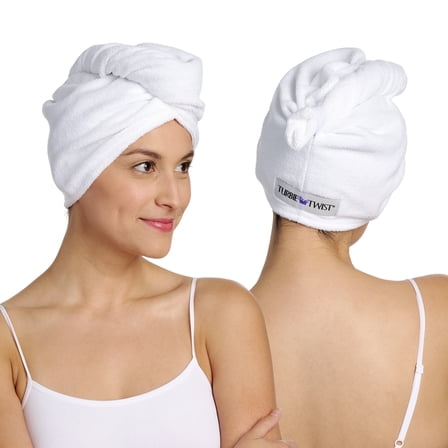 Turbie Twist Microfiber Hair Towel Wrap for Women and Men | 2 Pack | Bathroom Essential Accessories | Quick Dry Hair Turban for Drying Curly, Long & Thick Hair - Sheepskin & Pinecone