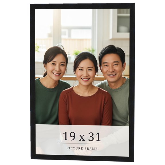 19x31 Frame Black Real Wood Picture Frame Width 0.75 inches | Interior Frame Depth 0.5 inches |