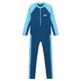 thumbnail image 4 of YONGHS Unisex Kids One-piece Sun Protection Swimwear Long Sleeve Full Cover Surfing Swimsuit Sky Blue 5-6, 4 of 7