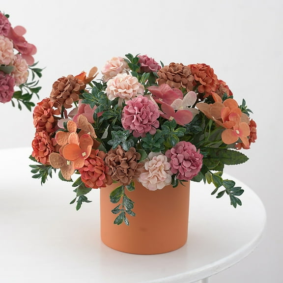 HEXBOOYOO Faux Flowers Artificial Flower 16 Heads Faux Silk Hydrangea Flower Bouquet Plants Home Decoration - 2025 New Arrival🔥