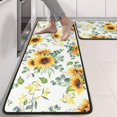 thumbnail image 2 of Kitchen Rugs Sets Of 2,White Sunflower Green Leaf Pattern Anti Fatigue Kitchen Mat Rugs Non Slip Washable,Decorative Kitchen Floor Mats for Kitchen,Sink,Laundry,17"x47"+17"x47", 2 of 5