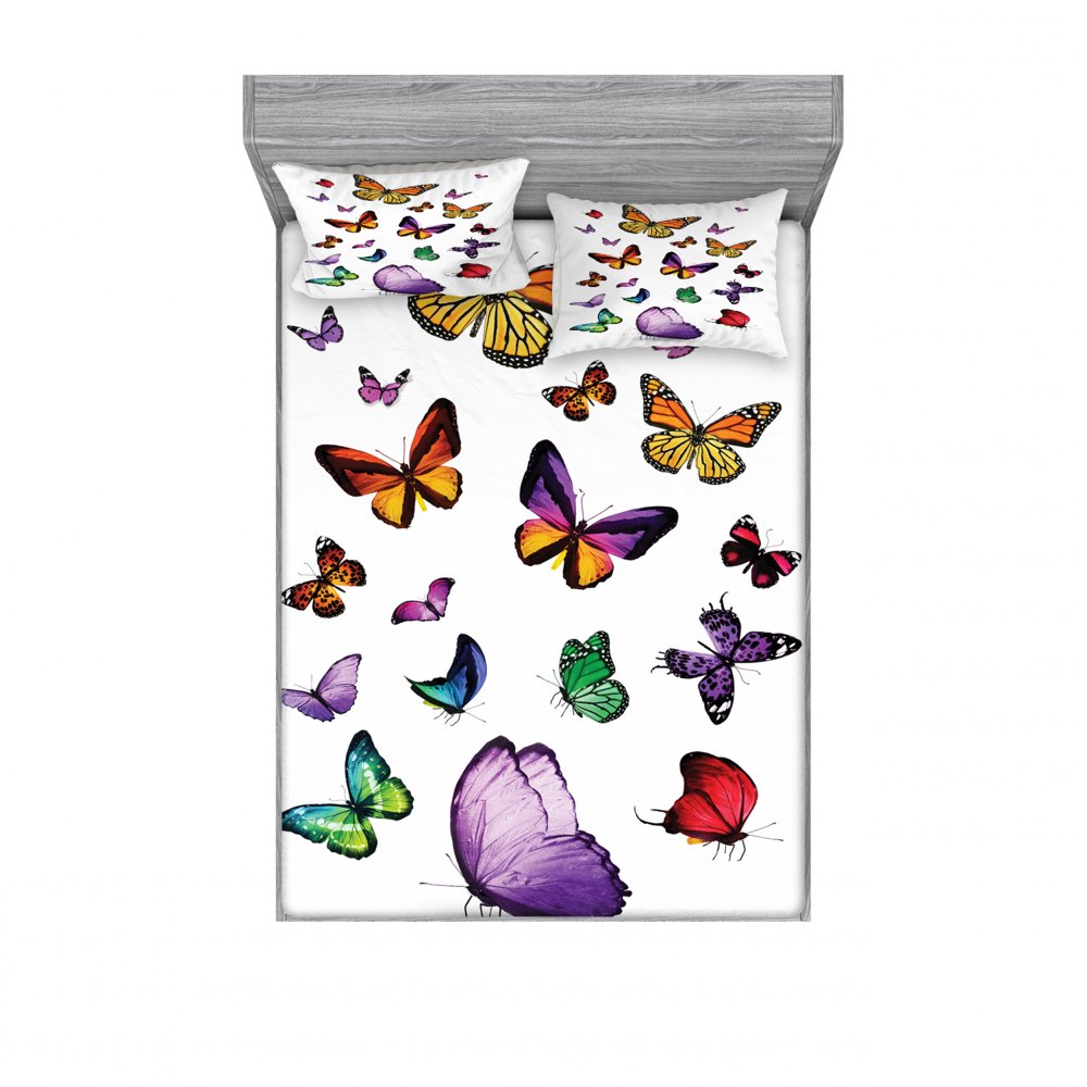 Butterfly Bedding Set with Sheet & Covers, Arrangement of Different