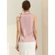 thumbnail image 4 of Blusa elegante de satén sin mangas con lazo y cuello de pajarita para mujer Rosa M Allegra K, 4 of 6