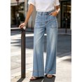 thumbnail image 2 of High Waist Women Wide Leg Long Jeans Casual Denim Pants with Pocket, 2 of 6