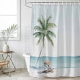 thumbnail image 4 of Coastal Beach Bathroom Shower Curtains with 12 Hooks Waterproof Shower Curtain for Stalls and Bathtubs Summer Palm Tree Nautical Ocean Seaside Decorative Bathroom Privacy Curtain 66x72 Inches, 4 of 9