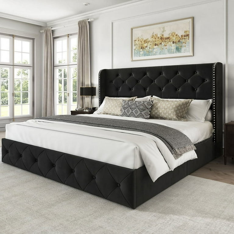 LARMACE Queen Size Bed Frame with 4 Storage Drawers and LARMACE Queen Size Bed Frame with 4 Storage Drawers and