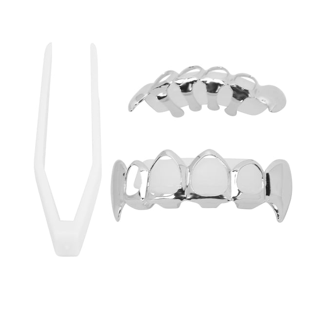 Cosplay Hip Hop Teeth, Decoration Hip Hop Teeth Compact Portable for Dancing Party for Concert Gathering Gold,Silver