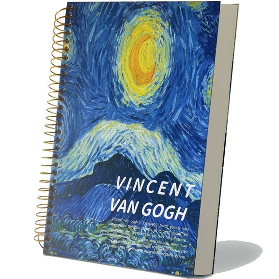 ipoul Large Spiral Notebook, B5, 8x10, Big, Hardcover, Lay-flat, Lined, Van Gogh Starry Night