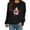 Black, variant on Siilsaa Womens Hoodies Plus Size Oversized Sweatshirt for Women Waffle Knit Color Block Crewneck Long Sleeve Casual High Low Pullover Sweatshirts Tops Black,L