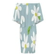 thumbnail image 4 of Groovy Daisy Flower Women's Off The Shoulder Ruffles Summer Wedding Guest Loose Casual Party Beach Dress, 4 of 9