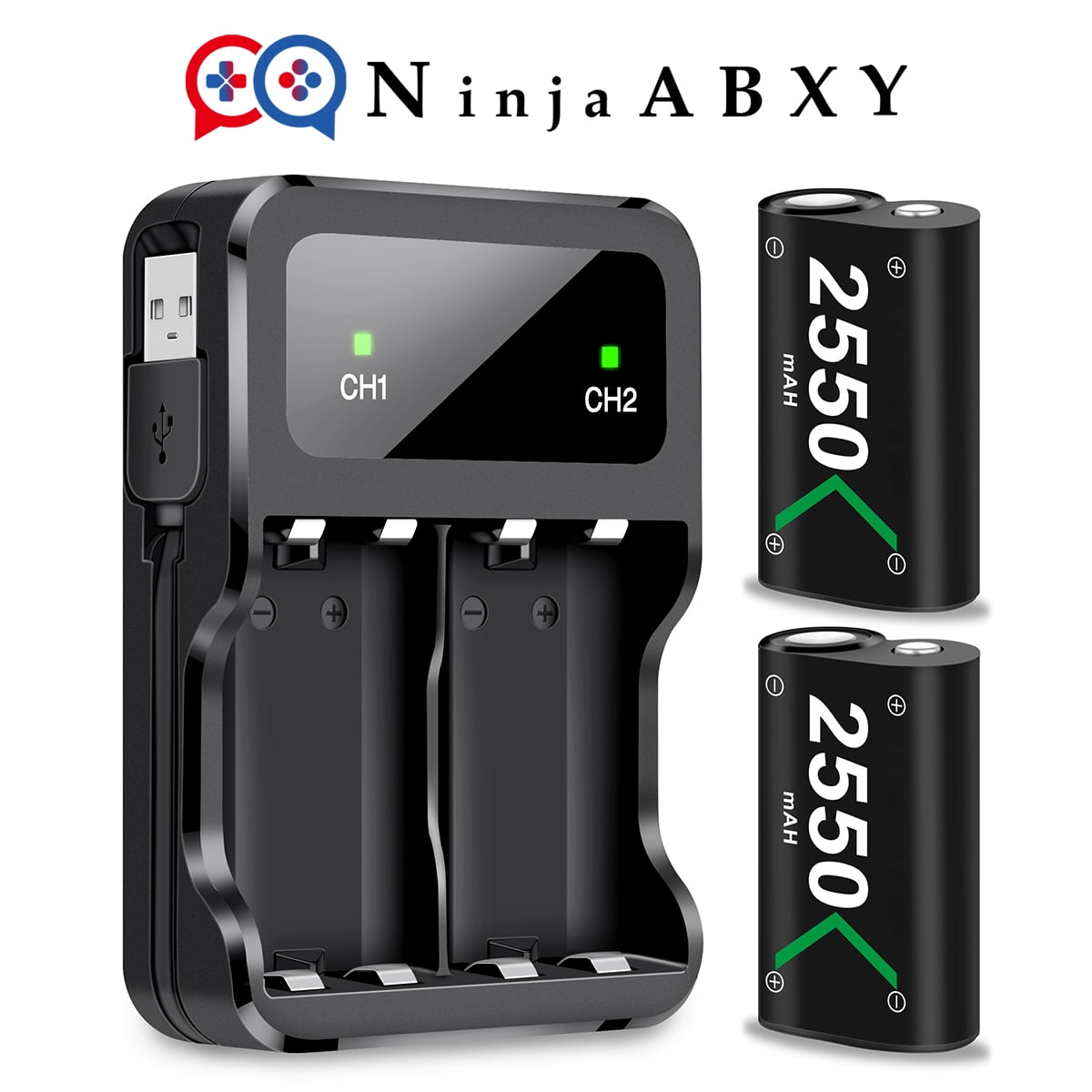 NinjaABXY Controller Battery Pack for Xbox, Battery Charger Station