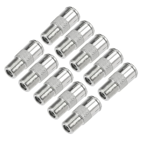 F Type Female to Quick Jack Male Silver Tone RF Coaxial Adapter Connector 10Pcs