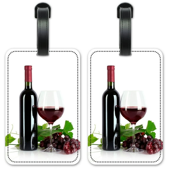 Red Wine with White Background - Luggage ID Tags / Suitcase Identification Cards - Set of 2