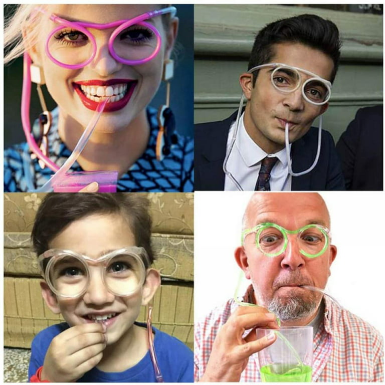 Straw Glasses Funny Soft PVC Glasses Flexible Drinking Straws Kids Party  Supplies Bar Supplies Accessories Creativity Toy