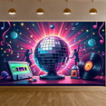 thumbnail image 4 of LUUFILx Disco Party Backdrop Vinyl Record Music Banner for Retro Dance Party Decoration Studio Background Photography Props Themed Event Decor, 4 of 7