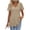 Khaki, variant on Staron Women Eyelet Lace V Neck Short Sleeve Casual Comfy Vacation Beach Loose Blouses Tops, Pink S