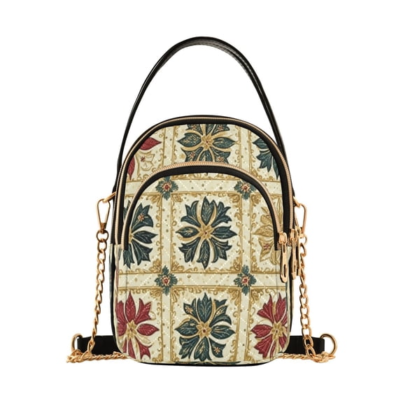 Cross Body Fashion Shoulder Waist Purse Bags Golden Garden Blooms Pocket Handbags
