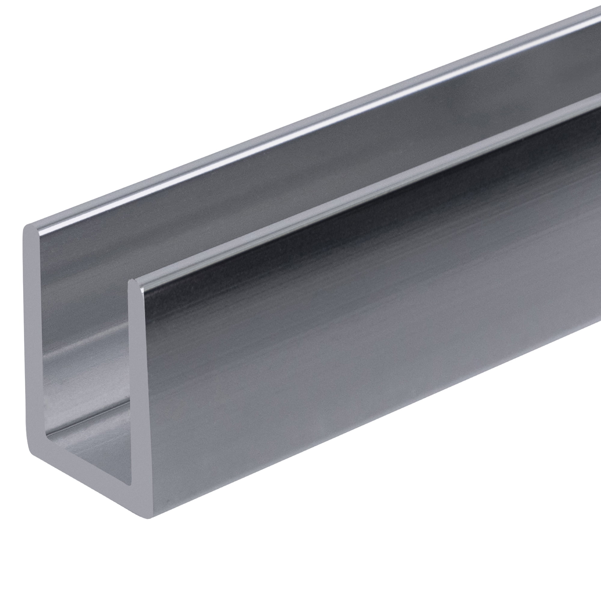 Brixwell SDCD38BS-XCP5 Brushed Stainless 3/8" Fixed Panel Shower Door Deep U-Channel - 95" Stock Length - pack of 5