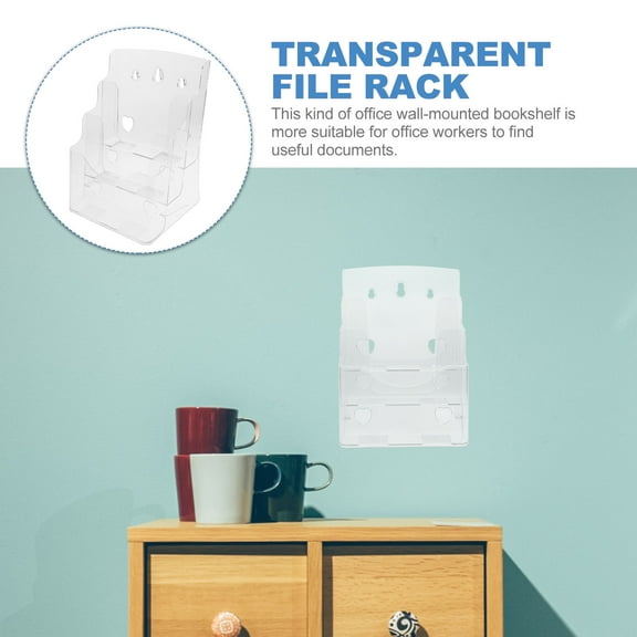 OUNONA Clear Acrylic Brochure Holder Wall Mount for Office and Study Room Organization