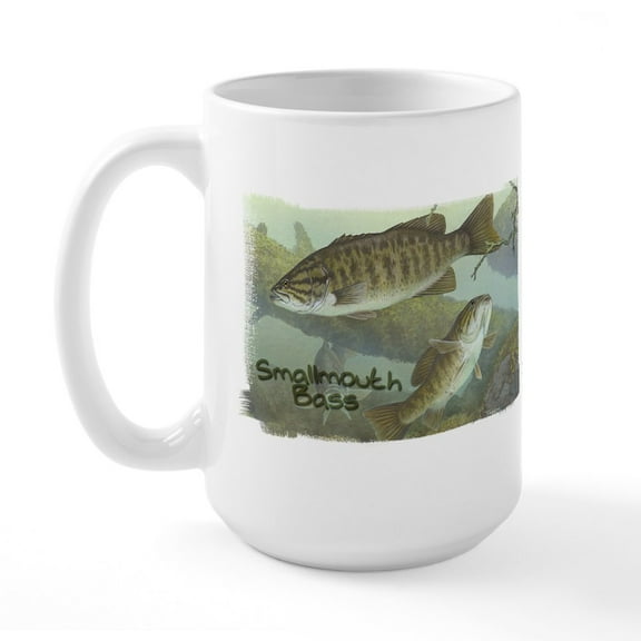 CafePress - Smallmouth Bass, Fish Large Mug - 15 oz Ceramic Large White Novelty Mug
