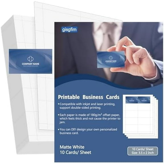 1500 Piece Blank Printable Business Cards 3.5 x 2inch Matte White Perforated Business Card Paper, 150 Sheets Compatible with Laser & Inkjet Printer Double-sided Printing Heavyweight