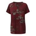 thumbnail image 3 of DailyTrove Women's Floral Print Short Sleeve Blouse - V-Neck Casual Top, Boho for Summer & Parties, 3 of 5