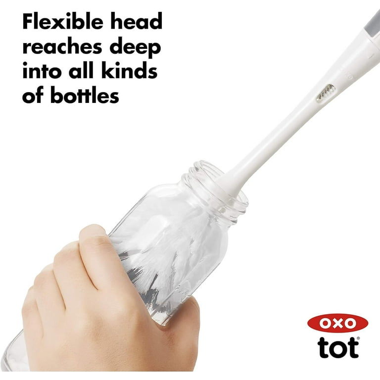 OXO Tot Bottle Brush with Nipple Cleaner and Stand - Gray Gray 1 Count  (Pack of 1) 