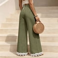 thumbnail image 5 of Lace Patchwork Pants for Women Elastic High Waist Drawstring Wide Leg Pants Causal Loose Palazzo Pants, XL, 5 of 7