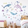 thumbnail image 1 of Adhesivos de pared con dibujos animados de animales del océano dibujados a mano, PVC, 30 x 90 cm, 1 of 3