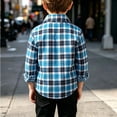 thumbnail image 4 of Falkdiz Plaid Shirts for Boys Back to School Cute Button Up Casual Long Sleeve Collar Boys Tops Trendy,Blue,Size: 2-3, 4 of 8