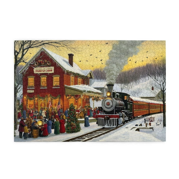 1000 PCS Classic Christmas Train Puzzles For Adults 1000 Pieces,Brain Challenge,Unique And Beautiful Design,Vintage Art Christmas Style Wooden Jigsaw Puzzles,Gifts For Friends And Family,Fun Puzzle