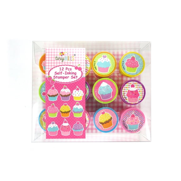 TINYMILLS 12 Pcs Cupcake Stamp Kit for Kids Birthdays Party Favors Goodie Bag Stuffers Stocking Stuffers Arts & Crafts