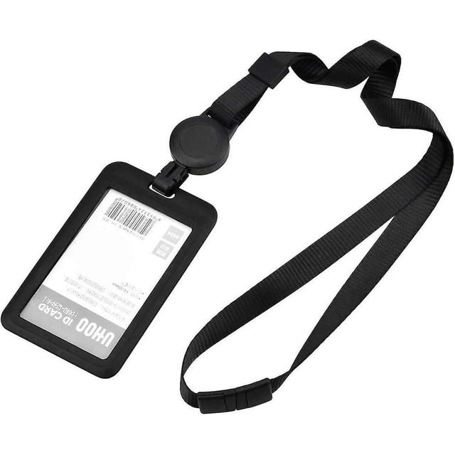 Titular de la insignia retráctil Titular de la insignia negro Tarjeta Correa para el cuello Titular de la tarjeta Mujeres y hombres Titular de la tarjeta con cordón para la tarjeta de trabaj