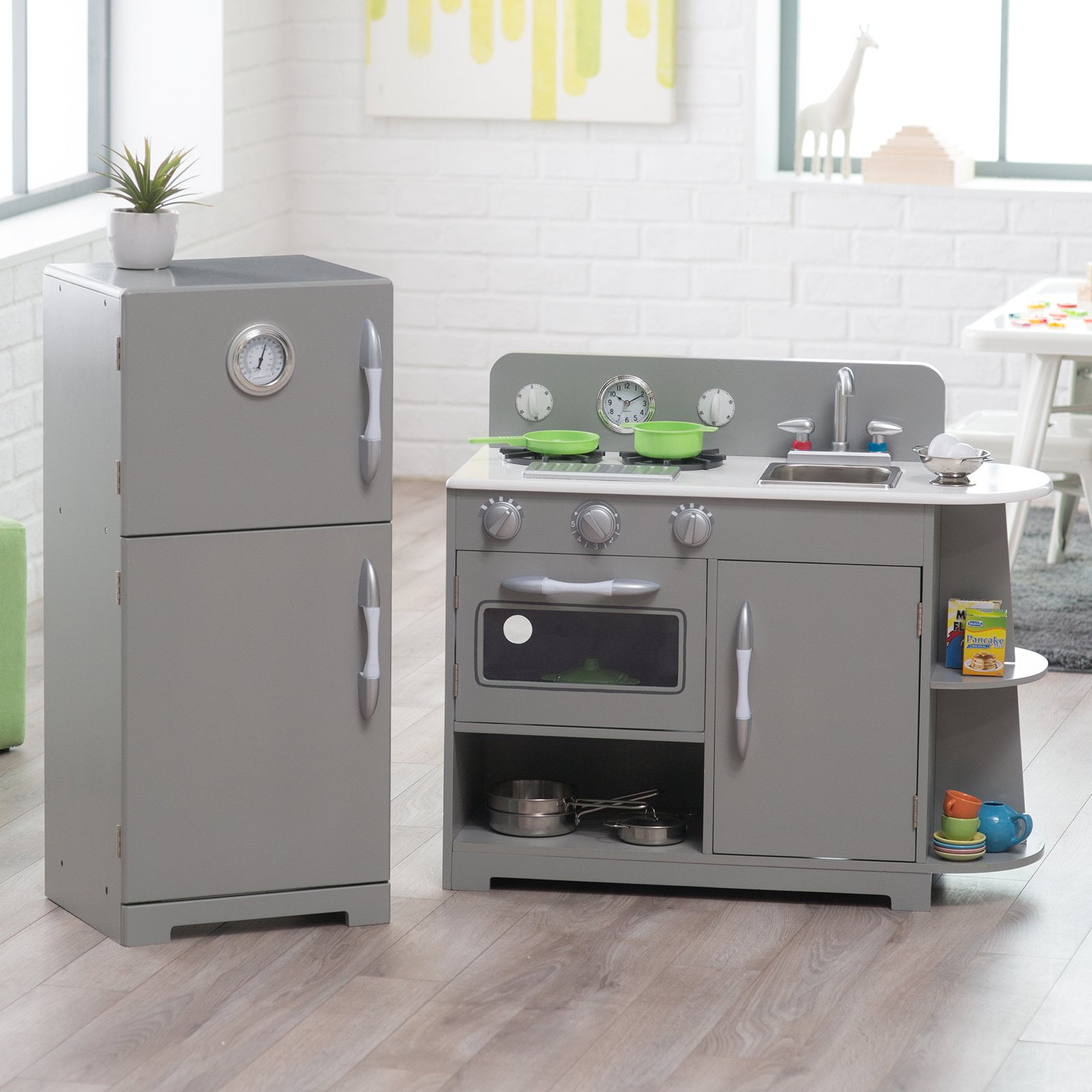 Classic Playtime 2 Pc Wooden Play Kitchen Set Gray Classic Wooden Play Kitchen Set Gray Com