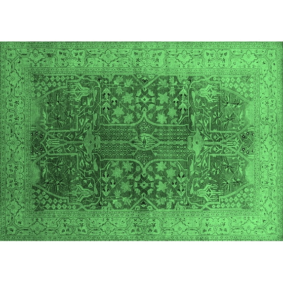 Ahgly Company Indoor Rectangle Oriental Emerald Green Industrial Area Rugs, 8' x 10'